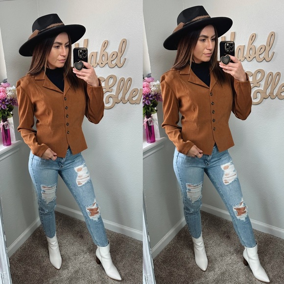 K & Company Jackets & Blazers - Vintage K&Company Annie Oakley western chic brown sueded button down jacket 8